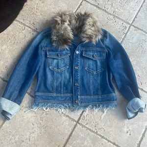 Seven for all mankind Jean jacket. S REMOVABLE FUR COLLAR NWOT